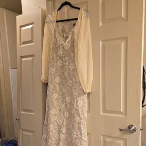 Elegant Cream Floral Dress